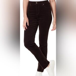 #655 Gloria Vanderbilt Amanda High-Rise Slim Corduroy Jeans Brown Coffee Roast